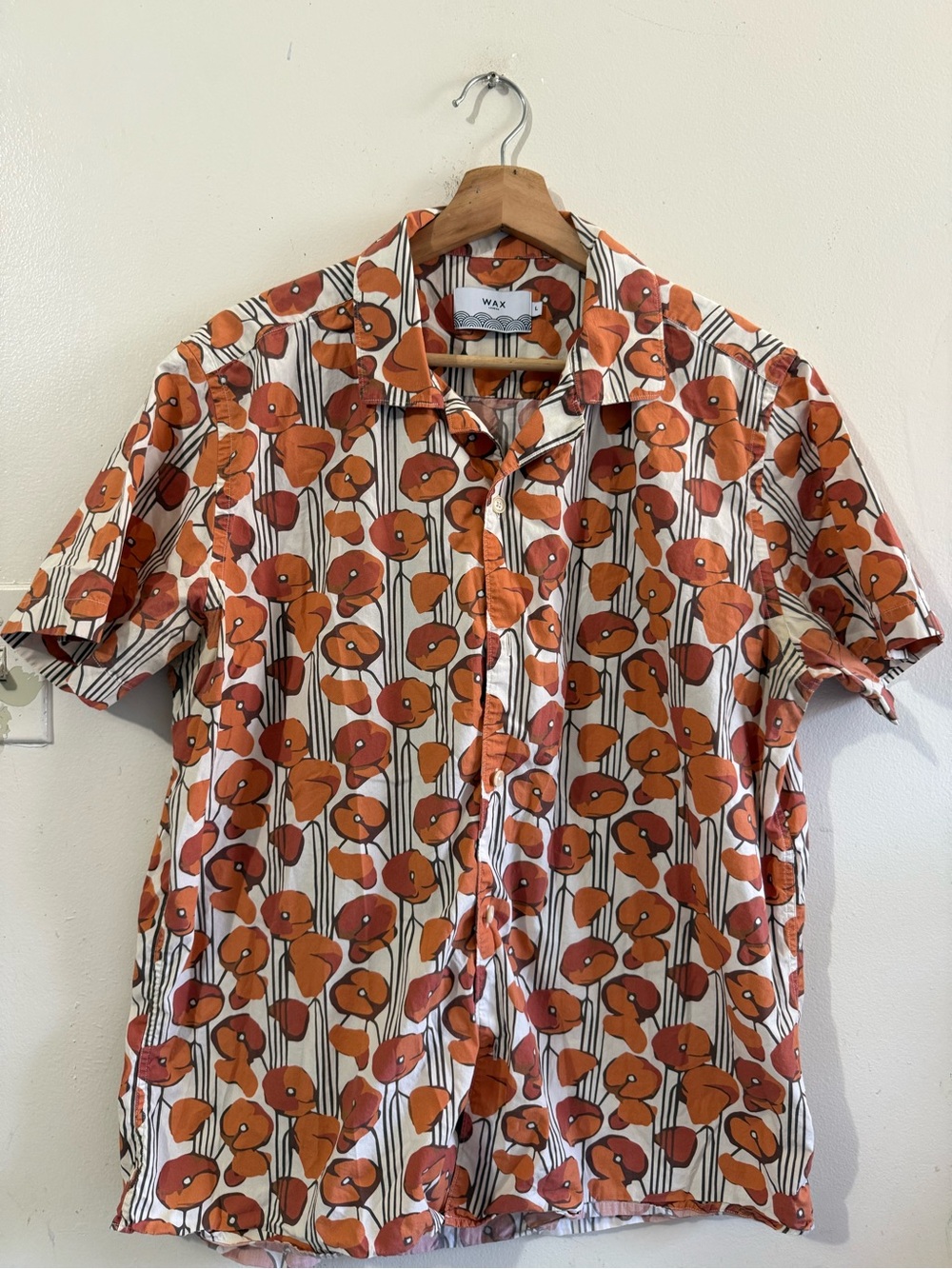 WAX Orange Floral Short-Sleeve Button-Down Shirt